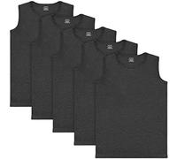 BRUBAKER 5er Pack Herren Muskelshirt Tank Top Unterhemd Rundhals Ausschnitt | Aus hochwertiger Baumwolle (glatt) - Extra Lang - Nahtlos