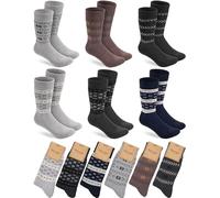BRUBAKER 6 Paar Norweger Wintersocken - Unisex Thermosocken für Damen und Herren - Norwegersocken extra warm und weich - Socken mit Innenfrottee - Farbmix Grau, Blau und Braun - Größe 39-42