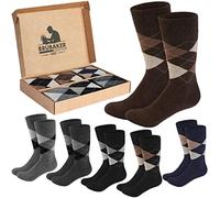 Brubaker 6 Paar Socken mit Rautenmuster - Herrensocken mit Argyle Karo Muster in Geschenkbox - Herren Komfortsocken - weich und atmungsaktiv - Farbmix Grau/Braun - Größe 39-42