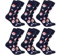 BRUBAKER 6 Paar Weihnachtssocken für Damen und Herren - Weihnachtsmänner - Baumwolle Socken Weihnachten - Größe 35-40