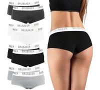 BRUBAKER 8er Pack Damen Unterhosen - Hipster Panties aus Baumwolle - Boyshorts Unterwäsche Slips mit Stretch Bund - Schwarz, Grau und Weiß - M