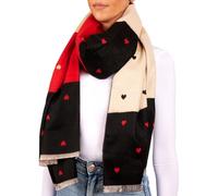 BRUBAKER Cashmirillo Damen Schal mit Herz Muster - 70 x 200 cm | Warm, Kuschelig und Oversized - Winterschal für Herbst und Winter - Herbstschal für Frauen - Weiches Kaschmir-Gefühl