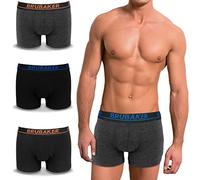 BRUBAKER Herren Retro Boxershorts - 4er Pack Retroshorts - Hipster Boxer Unterhose mit Bund Bequem & Atmungsaktiv ohne Eingriff - Männer Unterwäsche aus Baumwolle Schwarz Anthrazit Größe XL