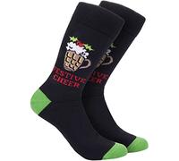 BRUBAKER Herren Weihnachtssocken - Weihnachtsmotiv Festive Cheer - Bunte Kuschelsocken für die Weihnachtszeit - Männer Lustige Crew Socks Geschenk Weihnachten - One Size EU 41-45