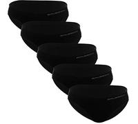 BRUBECK 5er Pack Damen Bikini Slips | Schwarze Unterhosen | Damenslips schwarz | Frauenunterwäsche nahtlos | Underwear | Womens Panties Cotton | 80% Baumwolle | Gr. XL, Black | BI10020A