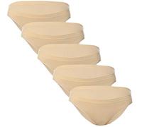 BRUBECK 5er Pack Damen Slip | Damenslips | Unterhose nahtlos | Damenunterwäsche atmungsaktiv | Bikini Slips | Underwear | Unterwäsche Hautfarbe | 80% Baumwolle | Gr. M, beige | BI10020A