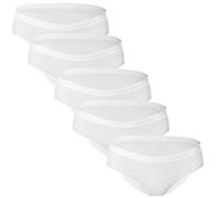 BRUBECK 5er Pack Hipster weiß Damen 5er Pack | atmungsaktive Unterhose für Damen | weiße Damenwäsche Slip | Underwear Women | Unterhose Frauen | 80% Baumwolle | Gr. L, White | HI00043A