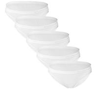BRUBECK 5er Pack Slips Unterwäsche Damen | Frauen Unterhosen weiß | weiße Damenwäsche | Damenslips atmungsaktiv nahtlos | Bikini Panties Women | 80% Baumwolle | Gr. L, White | BI10020A