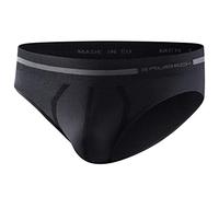 BRUBECK Herren Unterhosen Slip | Slips atmungsaktiv nahtlos | Schwarze Unterhose für Männer | Black Briefs Boys | Mens Underwear Seamless | 41% Merino-Wolle | Gr. L | Schwarz | BE10050