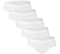 BRUBECK Hipster weiß Frauen 5er Pack | atmungsaktive Unterhose für Damen | Schlüpfer | weiße Hüftslips | Slips nahtlos | Underwear Cotton | Panties | 80% Baumwolle | Gr. M, White | HI00090A