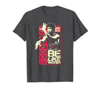 Bruce Lee Be Like Water Retro Martial Arts Poster T-Shirt, Herren, Anthrazit Meliert, XL