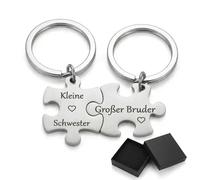 Bruder Geschenk Schlüsselanhänger, Großer Bruder Kleine Schwester Puzzle Schlüsselanhänger, Geschenk zum Schulanfang, Weltkindertag, Geburtstag, Tag der Deutschen Einheit, Idee für Bruder/Schwester