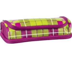 BRUNNEN 104903601 Combi-Etui Schlampermäppchen Duo oval Karo beere/grün