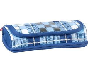 BRUNNEN 104903602 Combi-Etui Schlampermäppchen Duo oval Karo blau