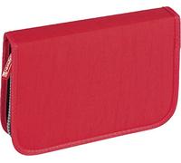 Brunnen 104918520 Schüler-Etui Crinkle (19,5 x 13,5 x 3,5 cm, 1 Klappe, rot befüllt mit 9 dicke Markenbuntstifte, 2 Markenbleistifte, Lineal 16 cm, Metalldoppelspitzer, Radiergummi)
