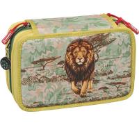 BRUNNEN Federmäppchen „Löwe“ Safari World | 3 Reißverschlüsse, grün