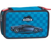 BRUNNEN Federmäppchen „Supercar“ | 3 Reißverschlüsse, blau