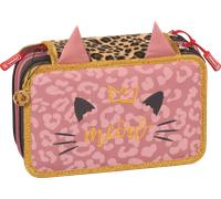 BRUNNEN Federmäppchen Sweet Wild Cat | 3 Reißverschlüsse, rosa