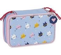 Brunnen Schüler-Etui 104912107 – 3 Reißverschlüsse – mit Katzen