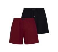 bruno banani Herren Jersey-Boxershorts, 2er Pack - Loose Fit, Basic Line, Cotton Weinrot/Schwarz M