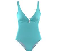Badeanzug BRUNO BANANI Gr. 40, Cup C/D, blau (aquablau) Damen Badeanzüge Ocean Blue mit silberfarbenem Accessory (79402350-40)