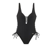 Badeanzug BRUNO BANANI, Damen, Gr. 44, Cup C/D, schwarz, Recycling-Polyamid, unifarben, Badeanzüge, mit Zierschnürungen (76170725-44) schwarz