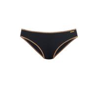 Bikini-Hose BRUNO BANANI "Milano", Damen, Gr. 44, N-Gr, schwarz, Recycling-Polyamid, glänzend, unifarben, Badehosen Bikini-Hose, mit kupferfarbener Paspel (65705436-44) schwarz