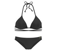 Triangel-Bikini BRUNO BANANI Gr. 38, Cup C/D, schwarz Damen Bikini-Sets Ocean Blue unifarben mit langem Bindeband (69232038-38)