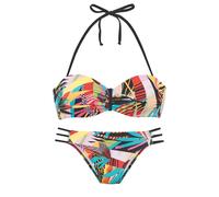 Bügel-Bandeau-Bikini BRUNO BANANI "Onyx", Damen, Gr. 34, Cup B, bunt, Polyamid, bedruckt, Bikini-Sets, mit kontrastfarbigen Details (59780256-34) bunt