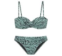 Bügel-Bandeau-Bikini BRUNO BANANI, Damen, Gr. 40, Cup D, grün (jade bedruckt), Microfaser, Polyamid, bedruckt, Animalprint, Bikini-Sets, in trendigem Animalprint, Topseller (81697914-40) jade bedruckt