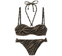 Bügel-Bandeau-Bikini BRUNO BANANI, Damen, Gr. 38, Cup D, schwarz (schwarz, gold), Recycling-Polyamid, Bikini-Sets, in zweifarbiger Animal-Optik (41256434-38) schwarz, gold