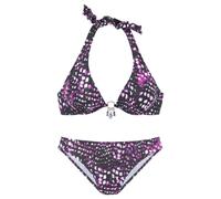 Bügel-Bikini BRUNO BANANI, Damen, Gr. 40, Cup C, rosa (dunkelrosa, bedruckt), Microfaser, bedruckt, gepunktet, Bikini-Sets Bügel-Bikini, als Neckholder-Variante (71685457-40) dunkelrosa, bedruckt