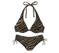 Bügel-Bikini BRUNO BANANI, Damen, Gr. 42, Cup B, schwarz (schwarz, gold), Recycling-Polyamid, Bikini-Sets Bügel-Bikini, in zweifarbiger Animal-Optik (62023608-42) schwarz, gold