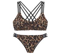 Bustier-Bikini BRUNO BANANI, Damen, Gr. 42, Cup C/D, leo bedruckt, Recycling-Polyamid, Animalprint, kontrastfarbene Details, Bikini-Sets, mit kontrastfarbigen Details (13873809-42) leo bedruckt