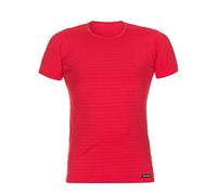 Rundhalsshirt BRUNO BANANI "CHECK LINE 2.0", Herren, Gr. 6L, rot karo, Piqué, Obermaterial: 90% Polyamid, 10% Elasthan, körpernah hüftbedeckend, Rundhals, gerader Abschluss, Shirts Rundhalsshirt, hüft