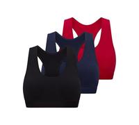 bruno banani Damen Bustier Match Größe XL - 3er Set Schwarz, Navy, Salsarot - Vorgeformte Cups & Elastischer Bund - Bequem & Atmungsaktiv