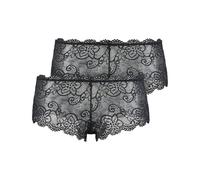 bruno banani Damen Hipster Lacy Größe M - 2er Set Schwarz - Slip mit floralem Spitzen-Design - extraweiches Material & Memory-Effekt