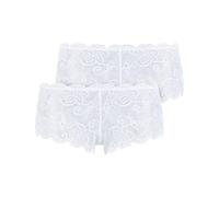 bruno banani Damen Hipster Lacy Größe S - 2er Set Ecru - Slip mit floralem Spitzen-Design - extraweiches Material & Memory-Effekt