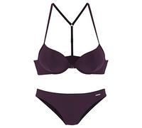 Push-Up-Bikini BRUNO BANANI, Damen, Gr. 34, Cup C, rot (bordeaux), Polyamid, unifarben, Bikini-Sets, mit Vorderverschluss (58661206-34) bordeaux