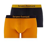 bruno banani Herren Boxershorts, 2er Pack - Flowing, Baumwolle Goldgelb/Schwarz S (Small)