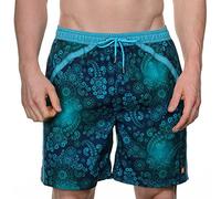 Bruno Banani Herren BadeShort Bermuda Fins, Paisley, Gr. Medium (Herstellergröße: 5), Mehrfarbig (navy/petrol flowerprint 1797)