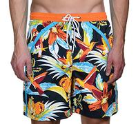 Bruno Banani Herren BadeShort Bermuda Peak, Gr. Medium, Mehrfarbig (navy/orange/gelb flowerprint 1951)