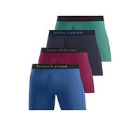 Boxer BRUNO BANANI "Boxershorts für Herren", Herren, Gr. M, 4 Stk., bunt (blau, rot, marine, grün), Jersey, Obermaterial: 95% Baumwolle, 5% Elasthan, unifarben, Unterhosen, mit längerem Bein und auffä