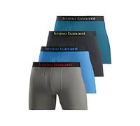 Boxer BRUNO BANANI "Boxershorts für Herren", Herren, Gr. M, 4 Stk., bunt (grau, türkis, schwarz, petrol), Jersey, Obermaterial: 95% Baumwolle, 5% Elasthan, unifarben, körpernah, Unterhosen, mit länger