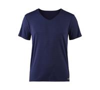Bruno Banani Herren T-Shirt - Oberteil, Shirt, Check Line 2.0, Polyamid, V-Neck, Logo, einfarbig Dunkelblau S