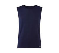 Bruno Banani Herren Tanktop - Check Line 2.0, Rundhals, Polyamid, Karo, Logo, einfarbig Dunkelblau S