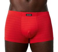 Bruno Banani Hipshort Check Line 2.0 Gr. M - Karomuster Rot - Elastische Herren Boxershorts Eng Anliegend - Mikrofaser Unterhose - Ideale Passform