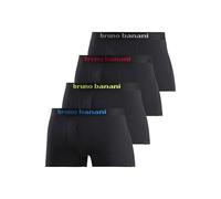 Boxer BRUNO BANANI "Boxershorts für Herren", Herren, Gr. XXL, 4 Stk., schwarz, Jersey, Obermaterial: 95% Baumwolle, 5% Elasthan, unifarben, Unterhosen, mit farbigen Marken-Schriftzug am Bündchen (7019