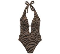 Monokini BRUNO BANANI, Damen, Gr. 42, Cup A/B, schwarz (schwarz, gold), Recycling-Polyamid, Animalprint, Badeanzüge, in zweifarbiger Animal-Optik (81164221-42) schwarz, gold