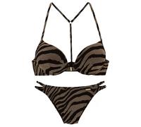 Push-Up-Bikini BRUNO BANANI, Damen, Gr. 40, Cup C, schwarz (schwarz, gold), Recycling-Polyamid, Animalprint, Bikini-Sets, in zweifarbiger Animal-Optik, Topseller (42127457-40) schwarz, gold